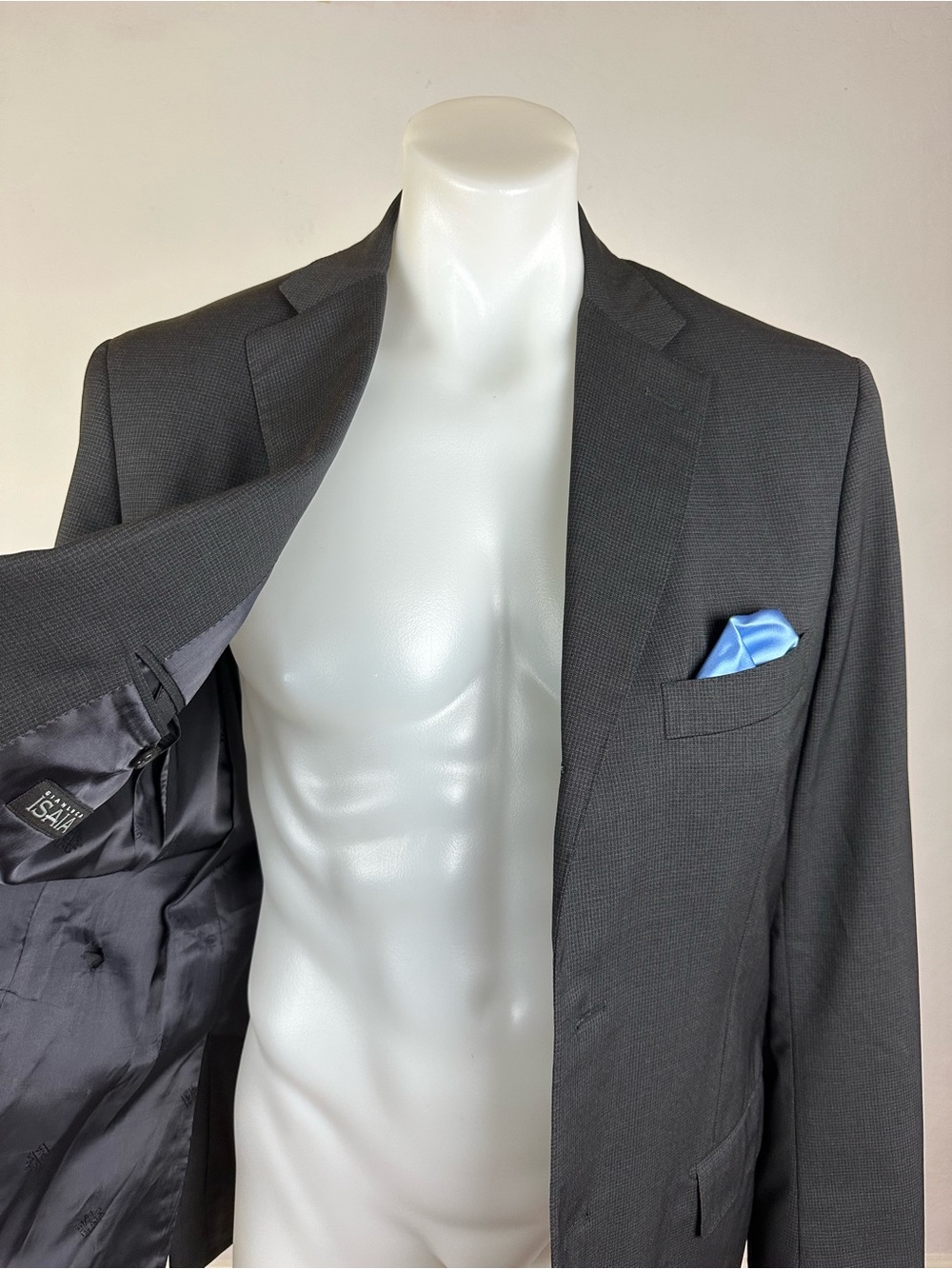Isaia Virgin Wool Charcoal Men's Patterned Sport Jacket